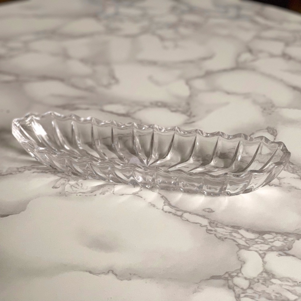 3/$45 ⭐️ Fifth Avenue Crystal Portico Olive Tray 10” Dish Ribbed Elegant NEW